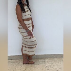 Striped Crochet Midi Skirt